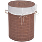 Brown Oval Bamboo Laundry Basket
