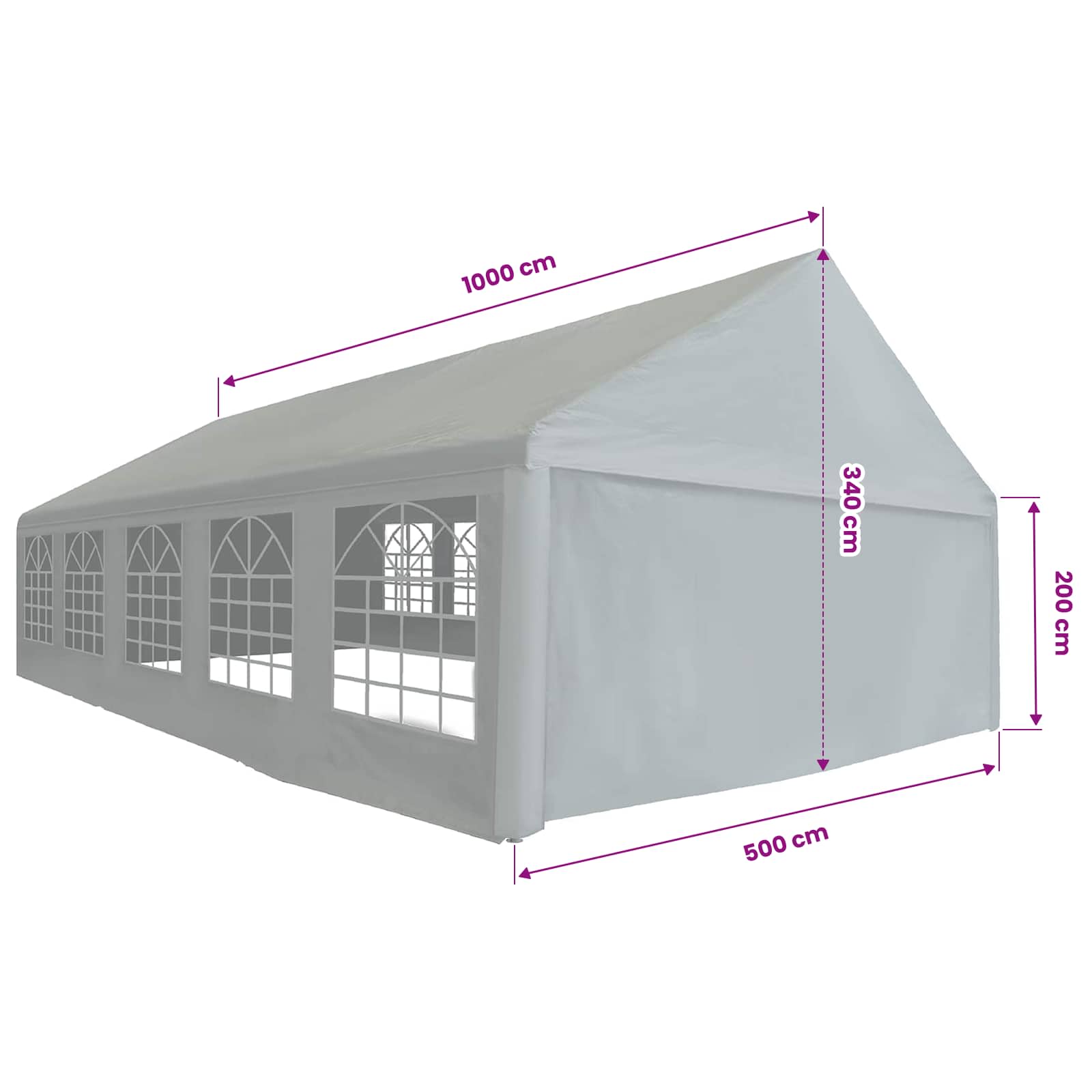 Tela de tienda sin estructura Gris 10 x 5 m PE