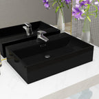 Lavabo con agujero grifo rectangular cerámica 46x25,5x12 negro
