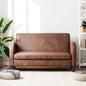 2-seater sofa with brown faux suede armrests