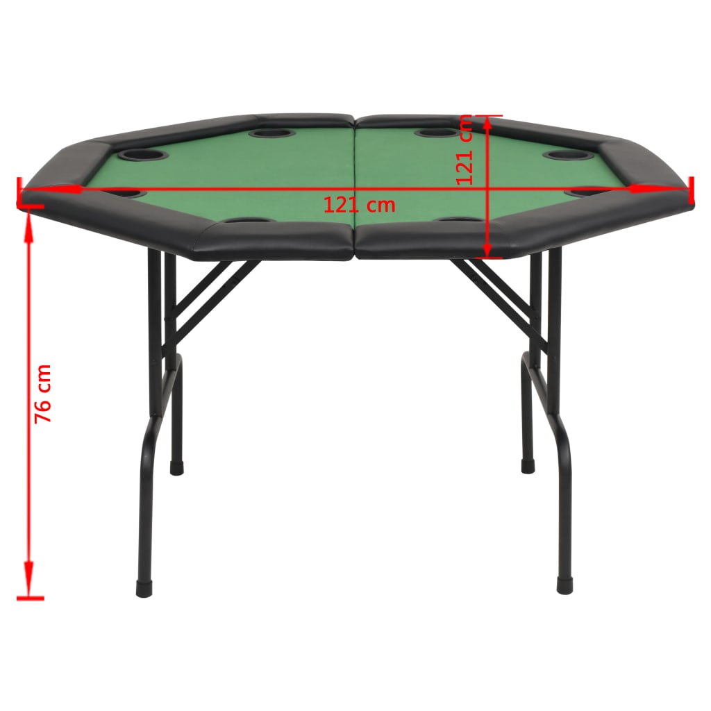 Tablero de póker plegable en 2 octogonal verde 8 jugadores