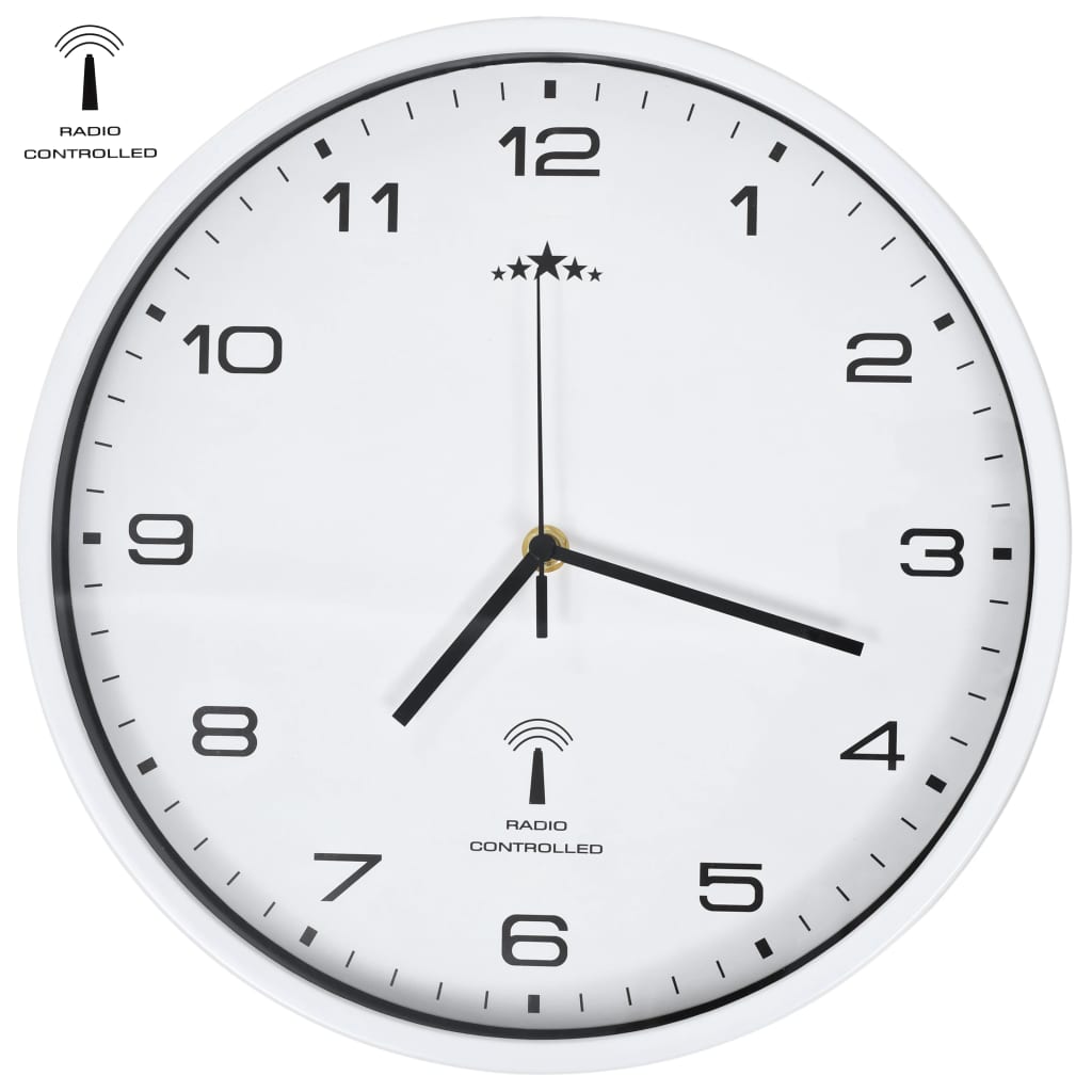 Radio-controlled quartz movement wall clock 31 cm white