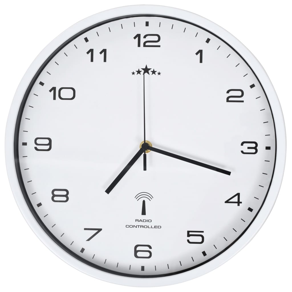 Radio-controlled quartz movement wall clock 31 cm white