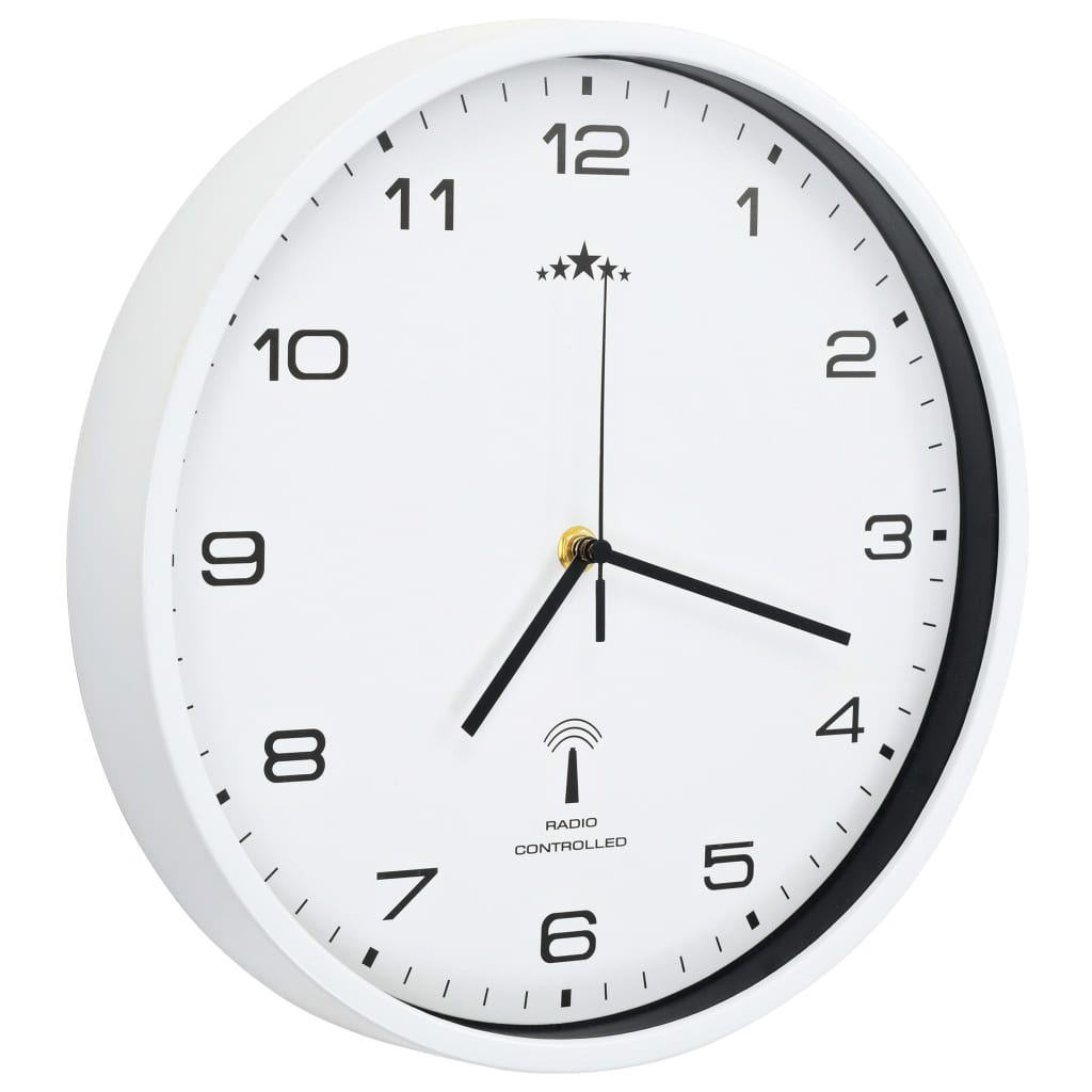 Radio-controlled quartz movement wall clock 31 cm white