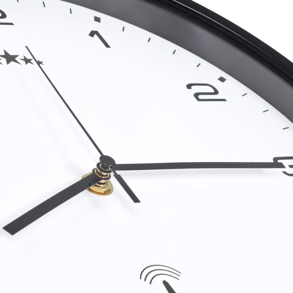 Reloj radiocontrol de pared cuarzo blanco y negro 31 cm