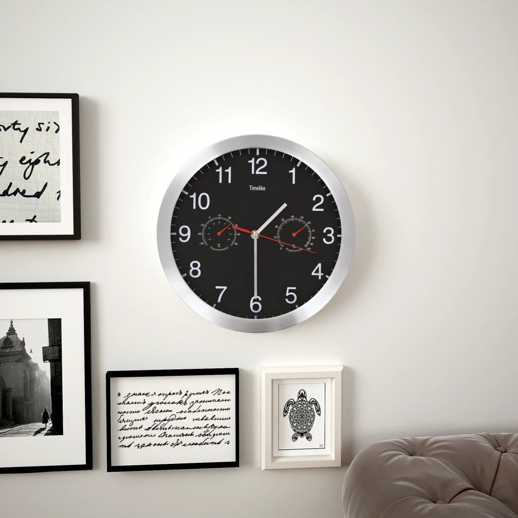 Reloj de pared 30 cm plateado