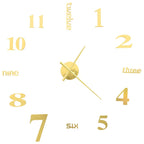 Reloj 3D de pared con diseño moderno 100 cm XXL dorado