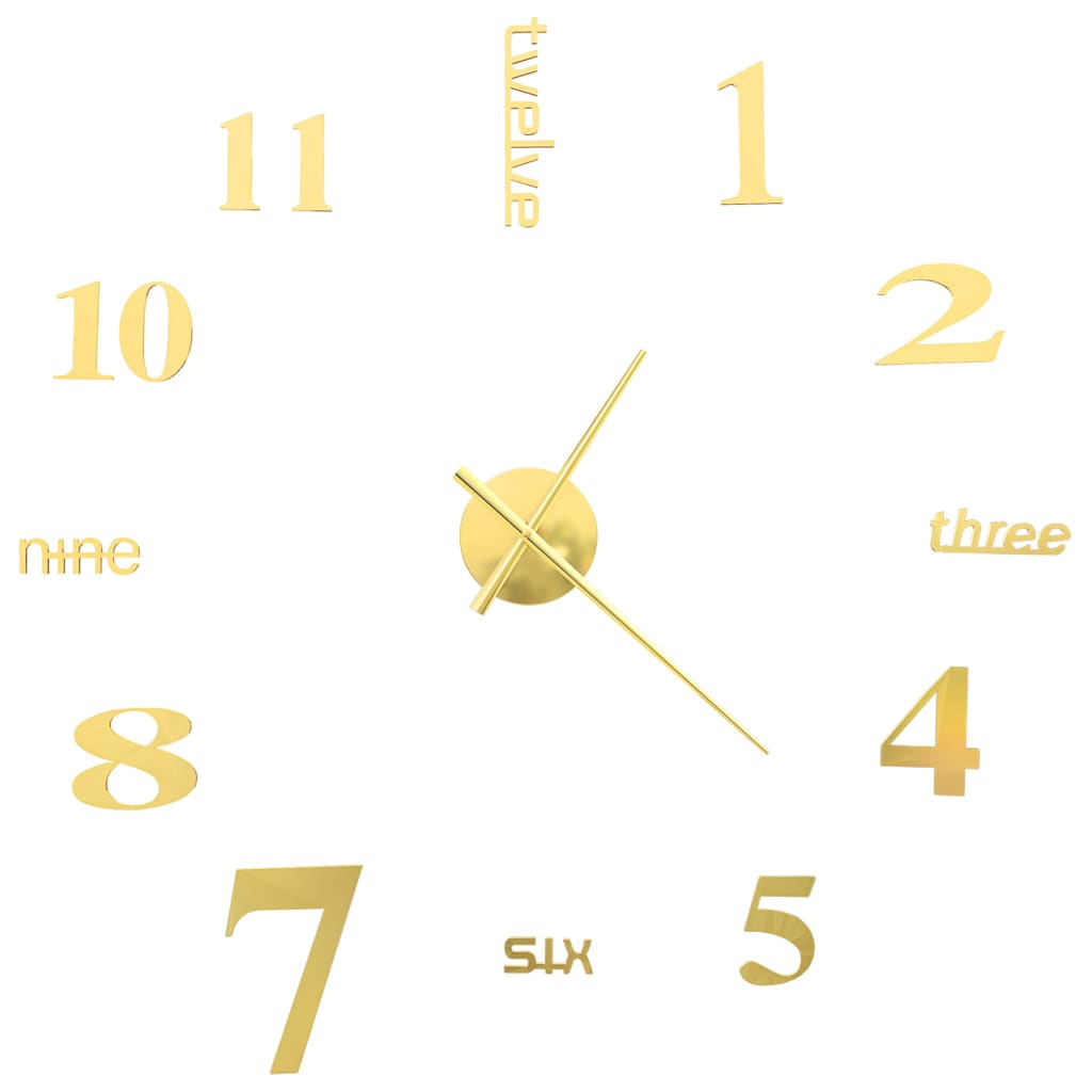 Reloj 3D de pared con diseño moderno 100 cm XXL dorado