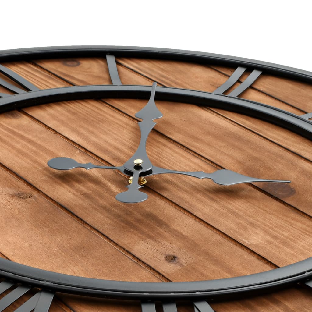 Reloj de pared vintage movimiento cuarzo madera metal 60 cm XXL