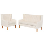 Conjunto de sofás 2 piezas tela blanco crema