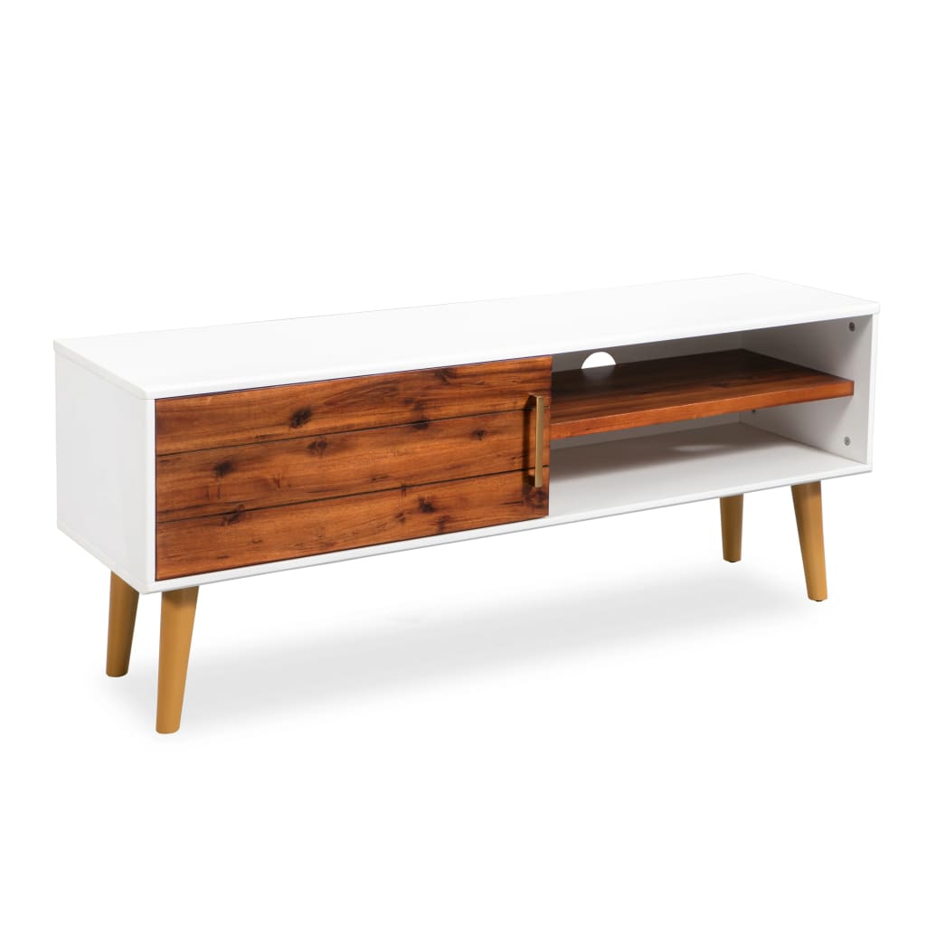 Mueble para TV de madera maciza de acacia 120x35x45 cm