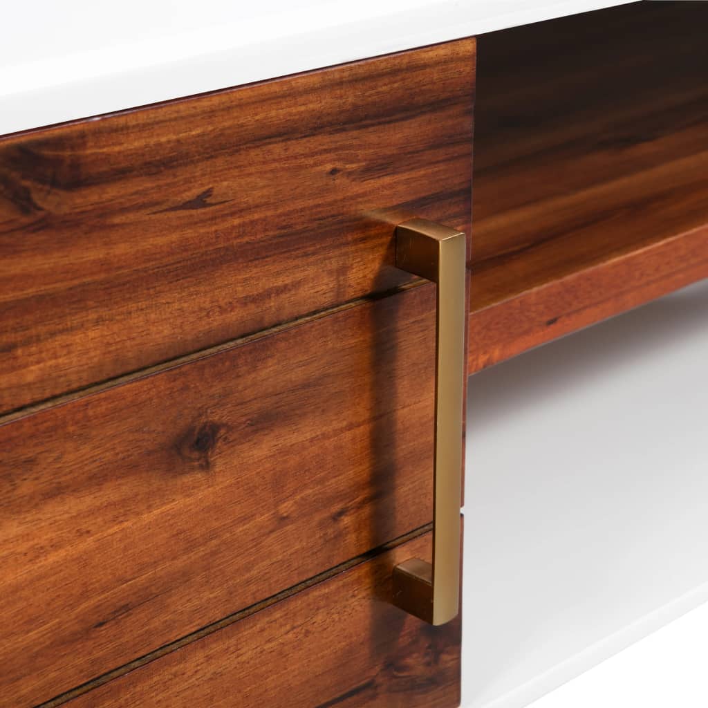 Mueble para TV de madera maciza de acacia 120x35x45 cm