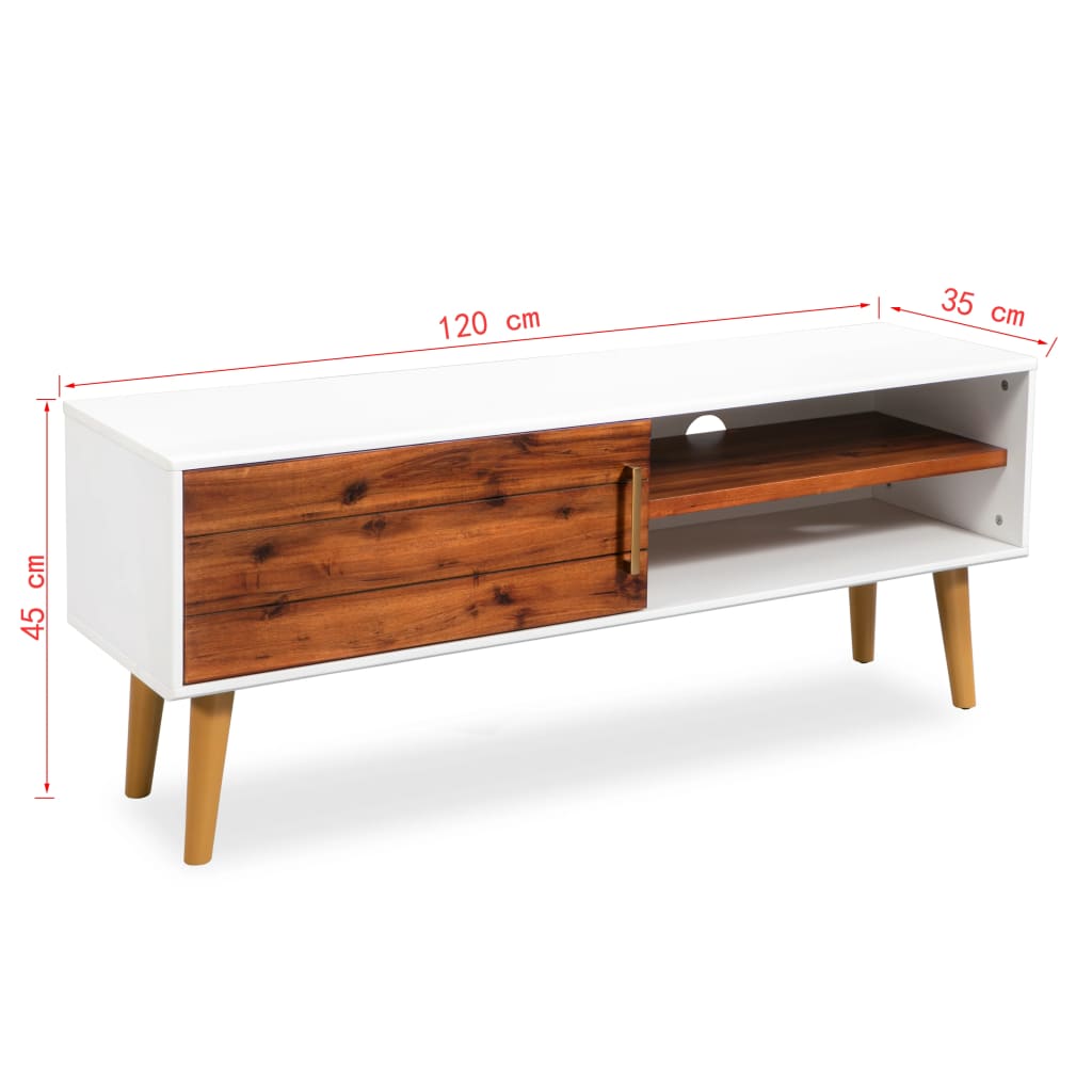 Mueble para TV de madera maciza de acacia 120x35x45 cm