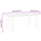 Mesa de comedor de madera maciza de acacia 170x90 cm