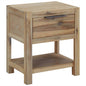 Solid acacia wood nightstand with drawer 40x30x48 cm