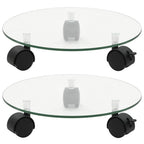 Soporte ruedas para macetas redondo vidrio templado 28cm 2 uds