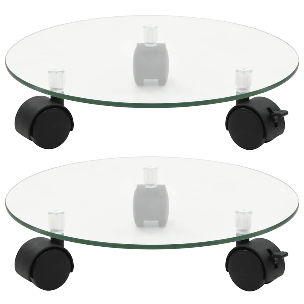 Soporte ruedas para macetas redondo vidrio templado 28cm 2 uds