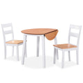 Juego de comedor de MDF y madera de caucho 3 piezas blanco
