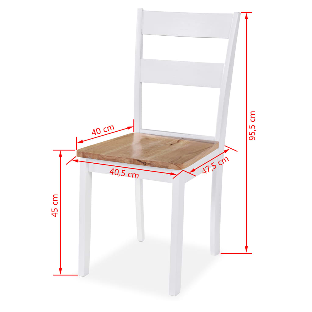 Juego de comedor de MDF y madera de caucho 3 piezas blanco