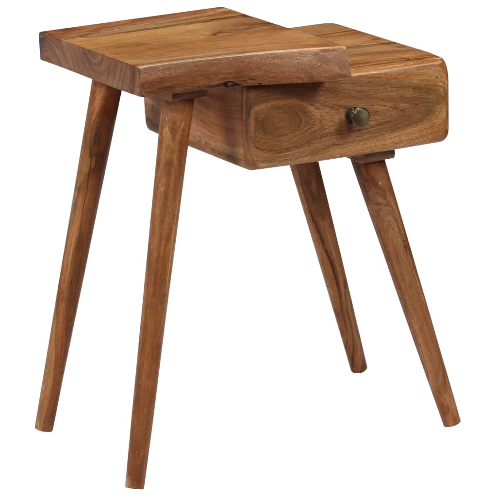 Mesita de noche de madera maciza de acacia 45x32x55 cm