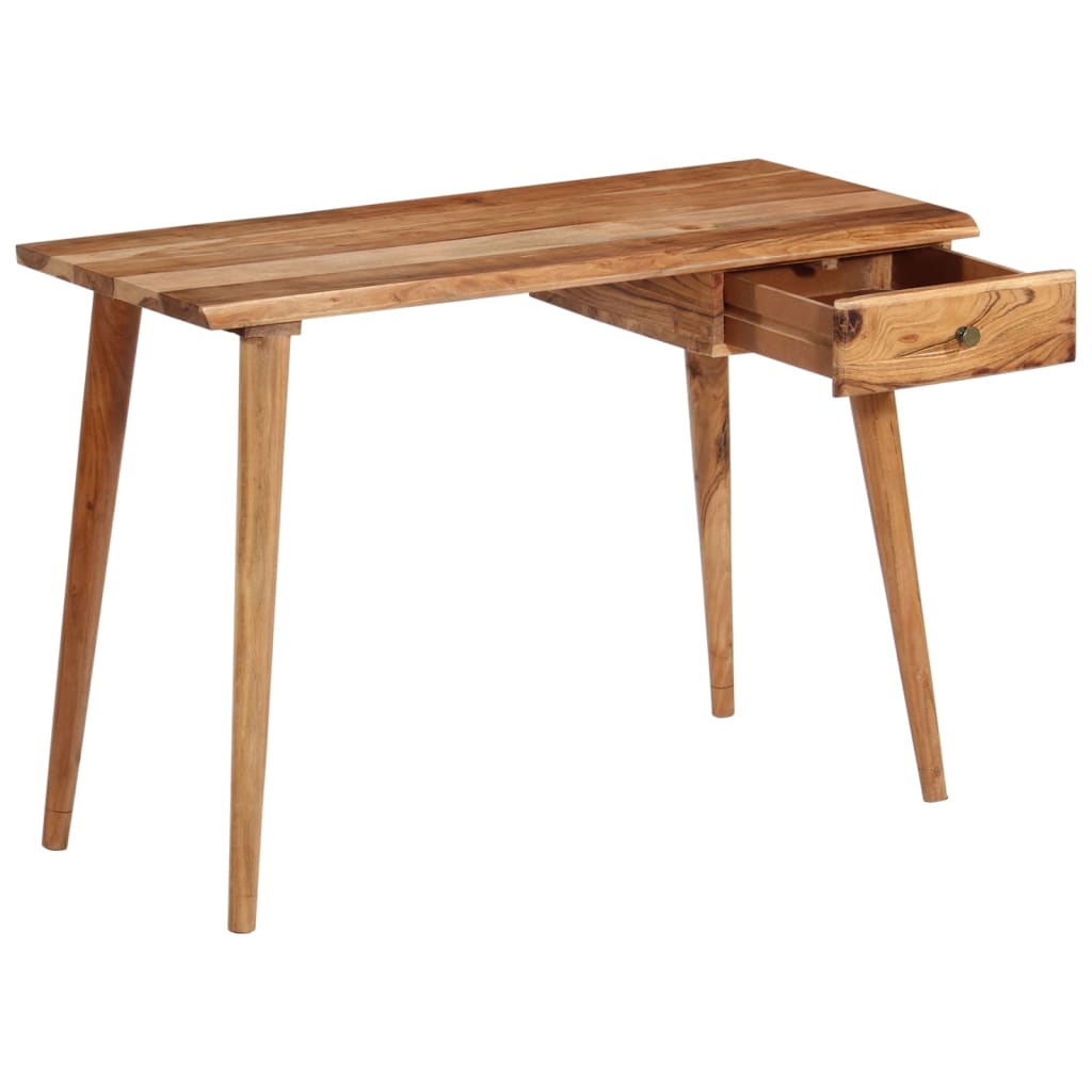 Escritorio de madera maciza de acacia 110x50x76 cm