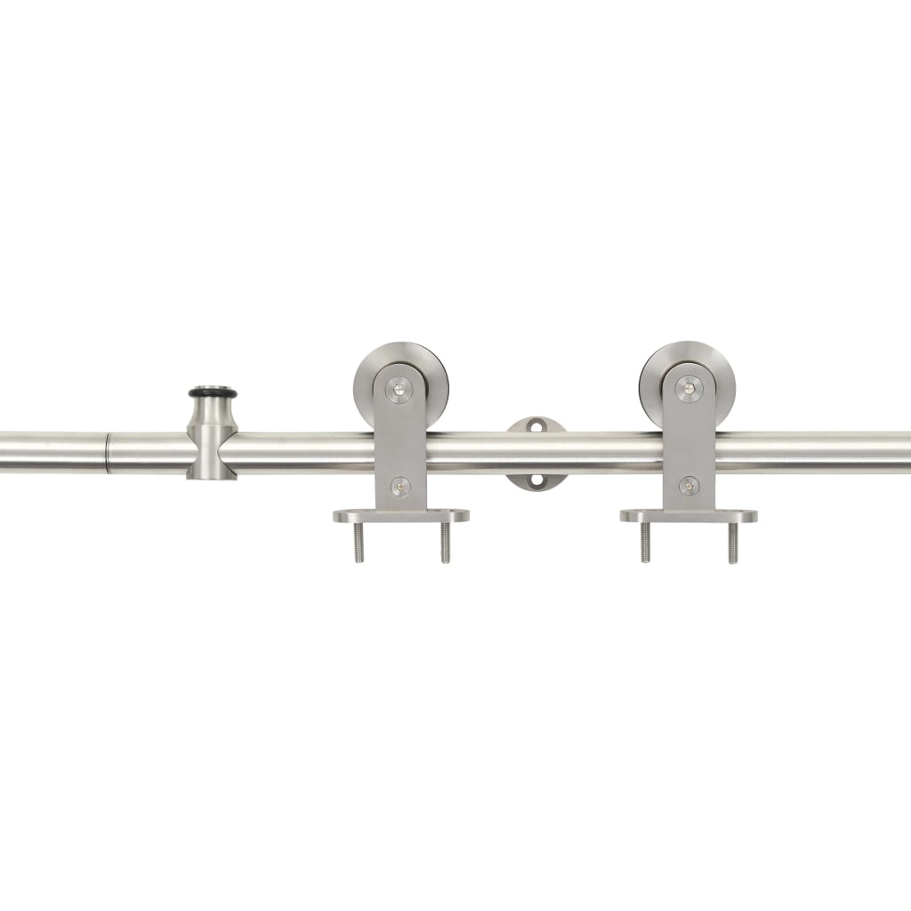 Kit de herrajes para puerta corredera 183 cm acero plateado