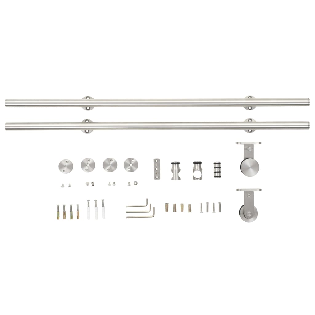 Kit de herrajes para puerta corredera 183 cm acero plateado