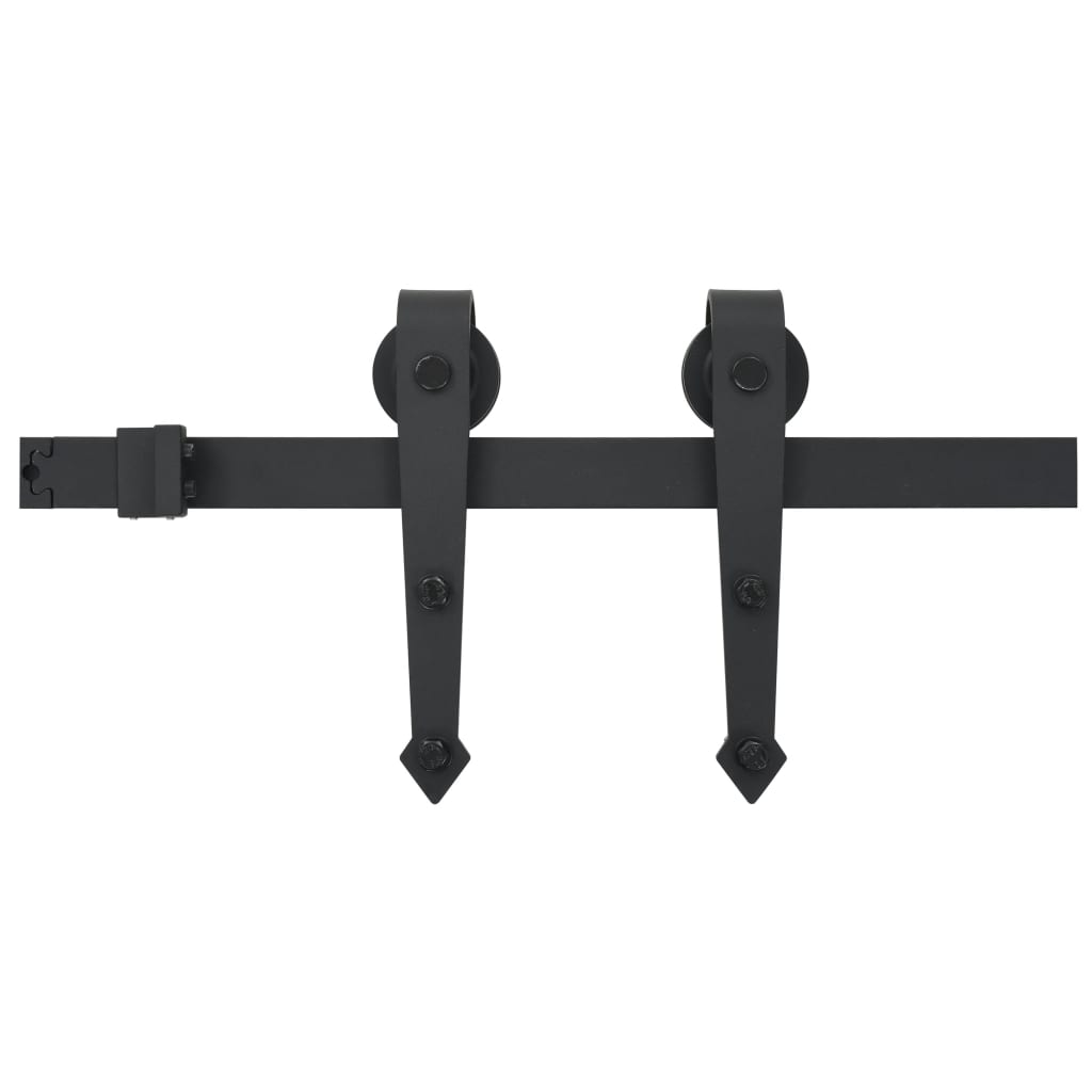 Kit de ferragens para portas de correr aço preto 183 cm