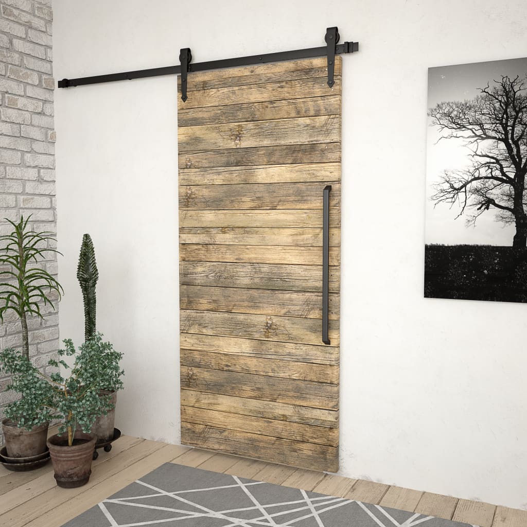 Sliding Door Hardware Kit Black Steel 183 cm