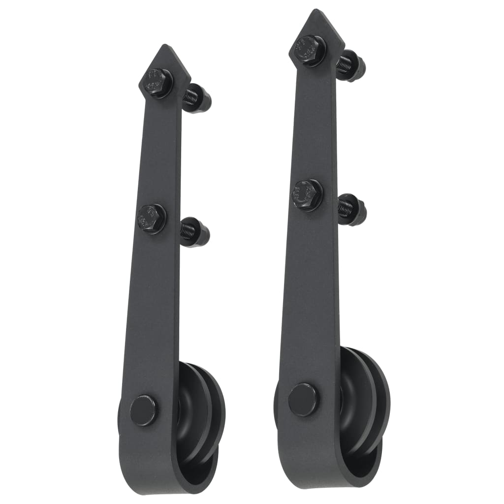 Kit de ferragens para portas de correr aço preto 183 cm