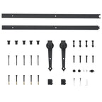 Kit de ferragens para portas de correr aço preto 183 cm
