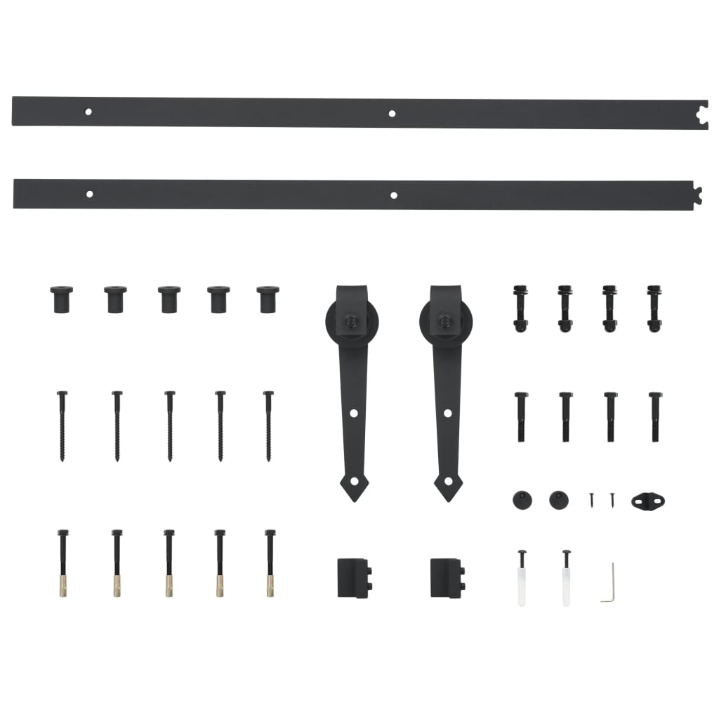 Sliding Door Hardware Kit Black Steel 183 cm