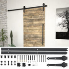 Kit de ferragens para portas de correr aço preto 183 cm