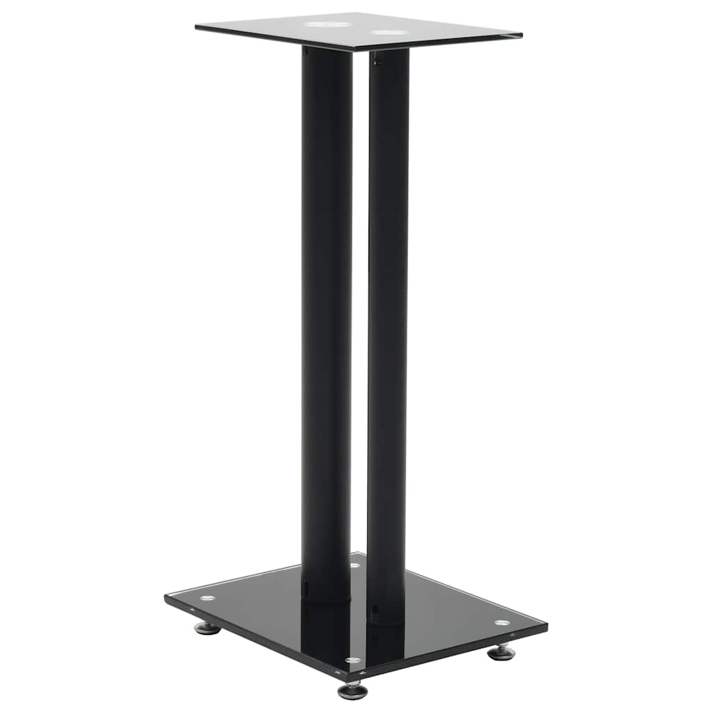 Soportes altavoz vidrio templado diseño 2 pilares negro 2 uds