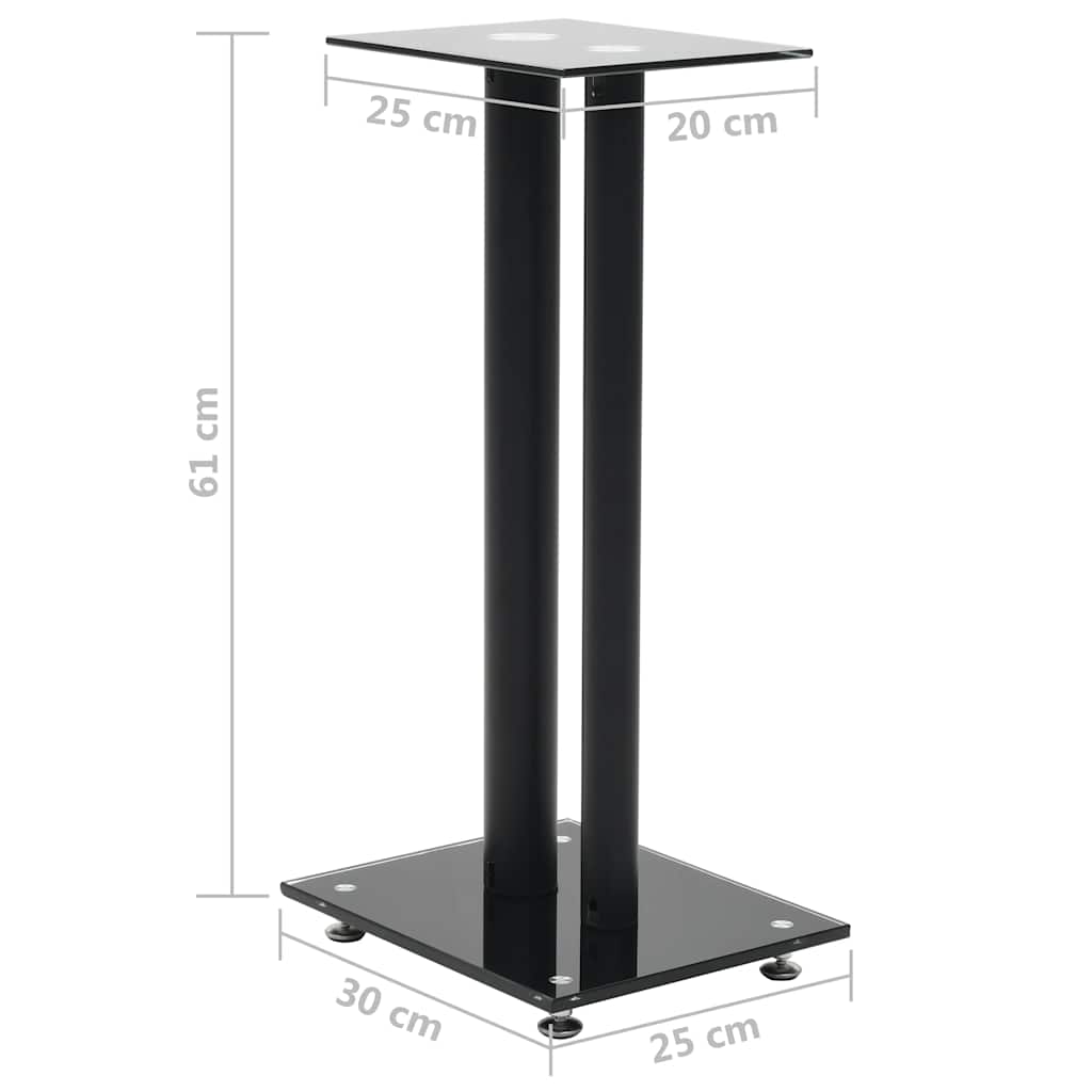 Soportes altavoz vidrio templado diseño 2 pilares negro 2 uds