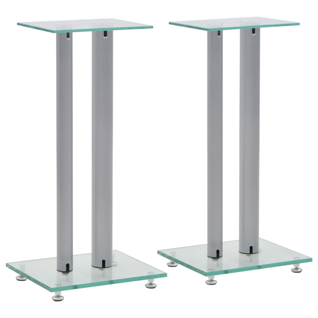Soportes altavoz vidrio templado diseño 2 pilares negro 2 uds