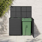 Cobertizo doble contenedor basura ratán negro 148x80x111cm