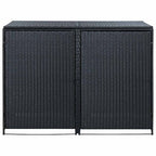 Cobertizo doble contenedor basura ratán negro 148x80x111cm