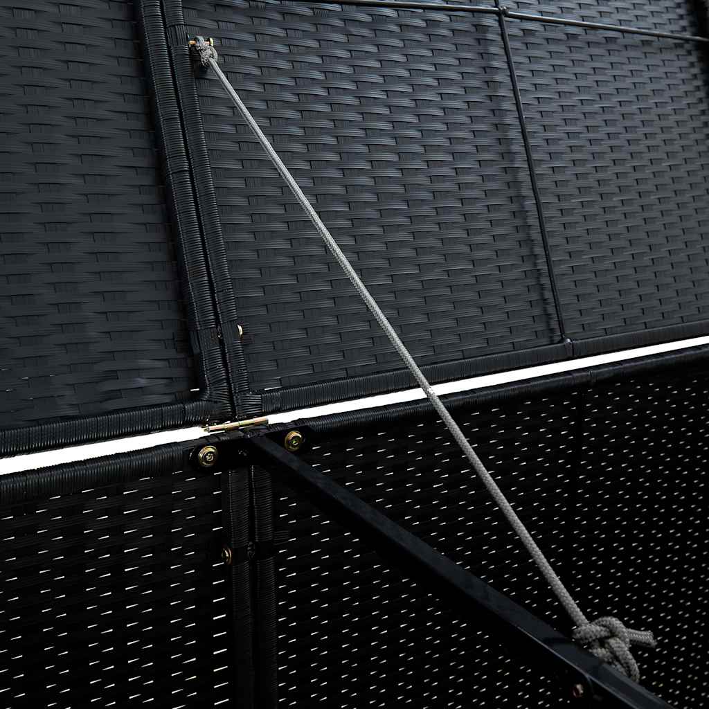 Cobertizo doble contenedor basura ratán negro 148x80x111cm