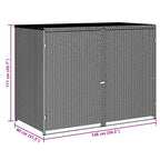 Cobertizo doble contenedor basura ratán negro 148x80x111cm