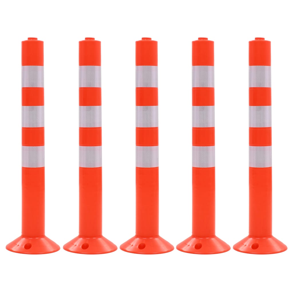 Bolardos de control de tráfico plástico 75 cm 5 unidades