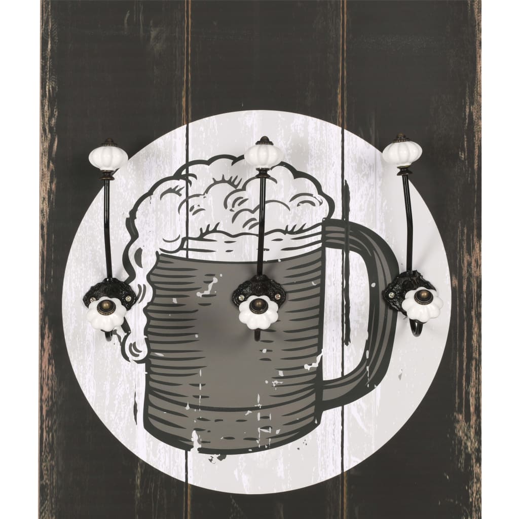Perchero de pared con 6 ganchos 120x40 cm