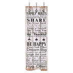 Perchero de pared FAMILY RULES con 6 ganchos 120x40 cm