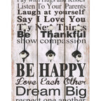 Perchero de pared FAMILY RULES con 6 ganchos 120x40 cm