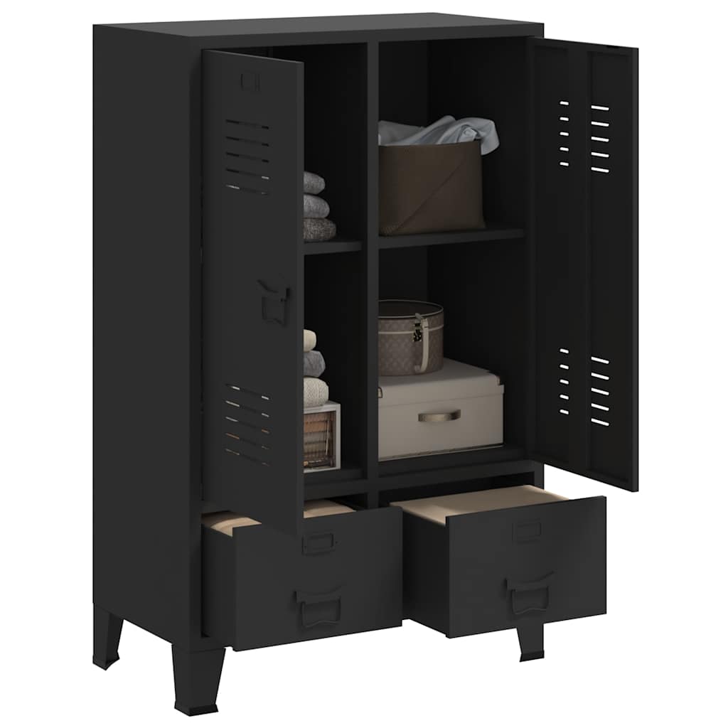 Armario metálico de estilo industrial 67x35x107 cm negro