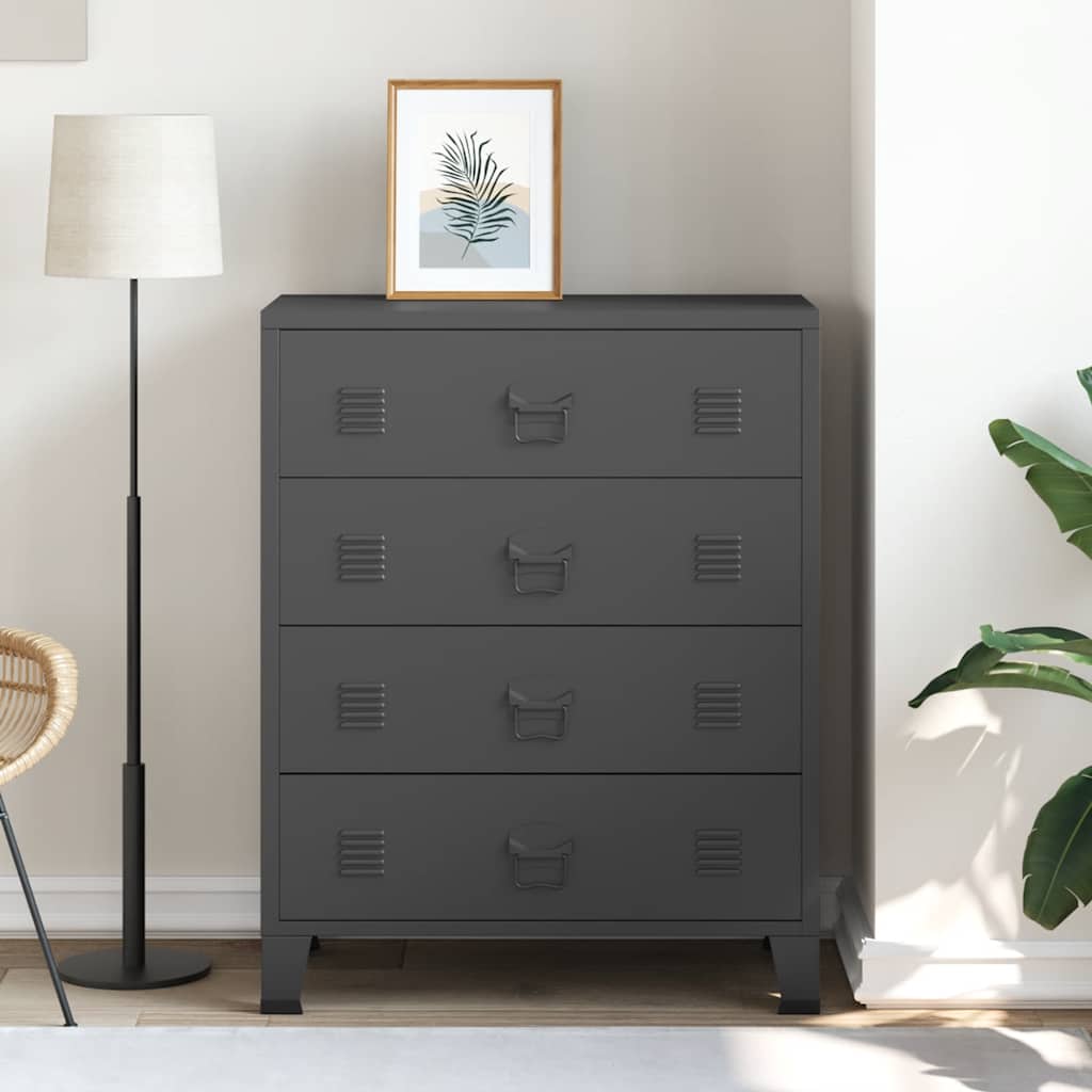 Cajonera metálica de estilo industrial 78x40x93 cm negro