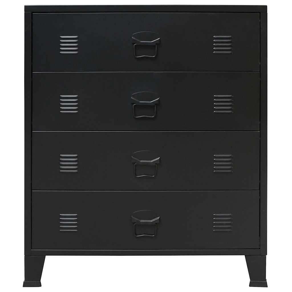 Cajonera metálica de estilo industrial 78x40x93 cm negro