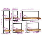 Conjunto estantes pared 5 piezas madera maciza acacia y acero