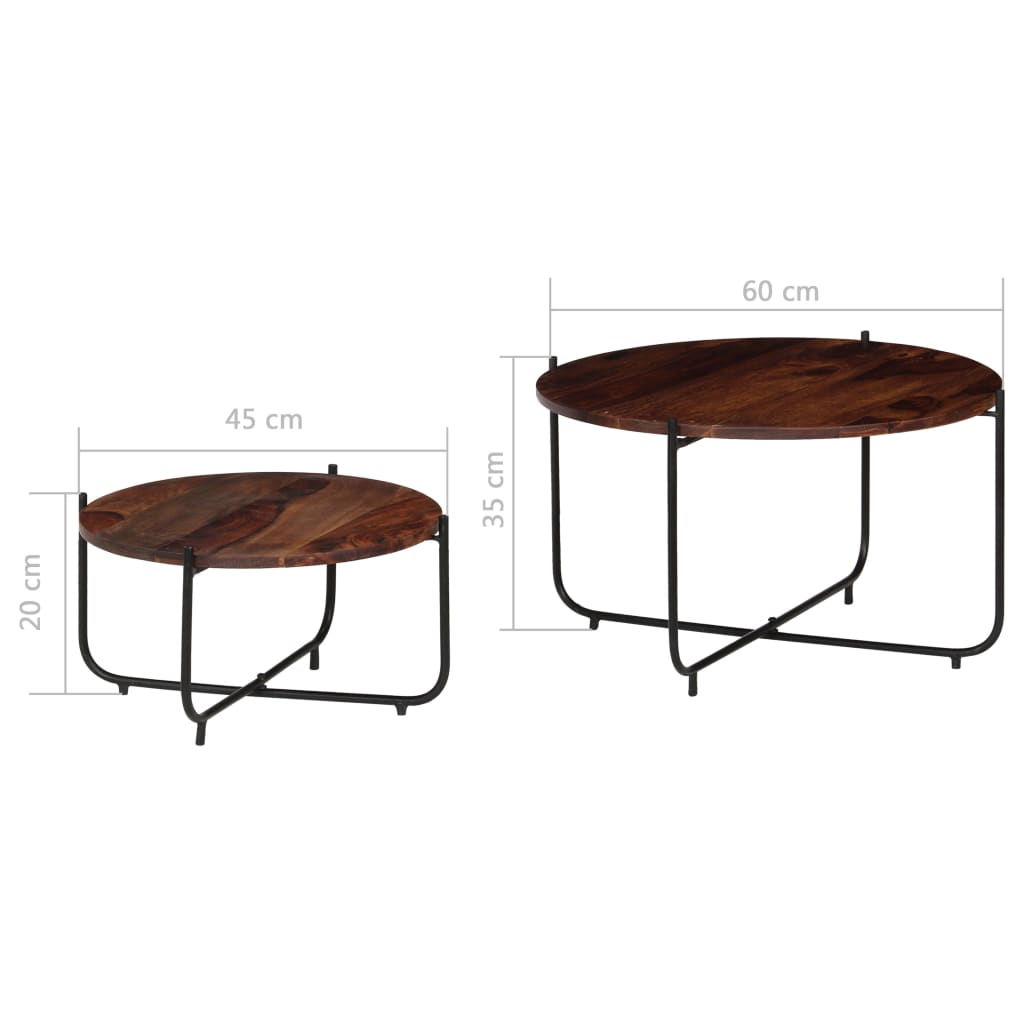 Set de mesas de centro 2 uds madera maciza de acacia 60x35 cm