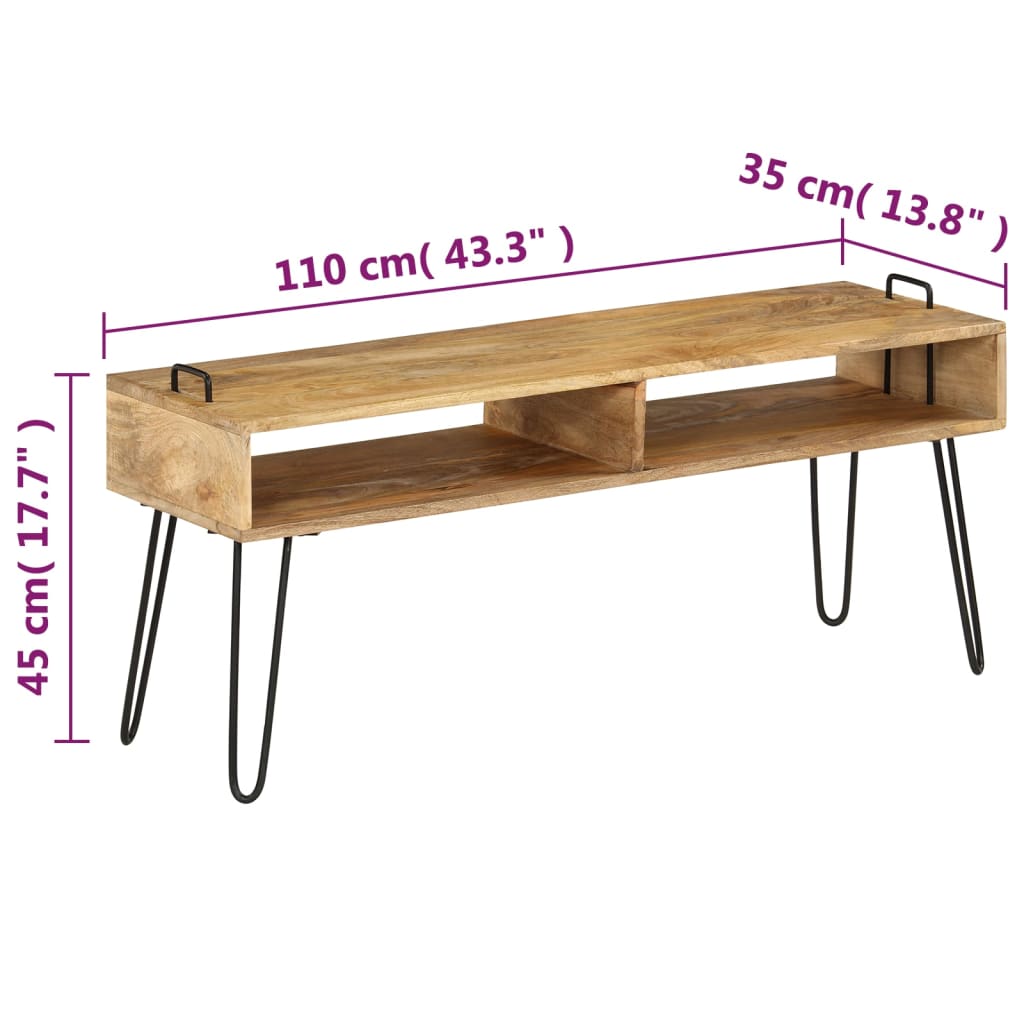 Mueble para TV madera maciza de mango 110x35x45 cm